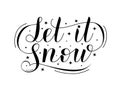 Let it snow vector handwritten lettering. Winter holidays, Happy New Year and Christmas greeting card. Royalty Free Stock Photo